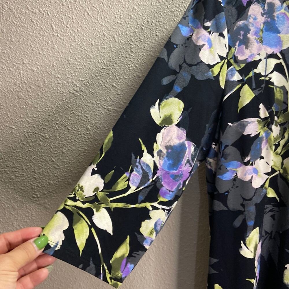 J.Jill Women Wearever Collection Black Floral Lagenlook Style Dress Size M - Picture 4 of 8